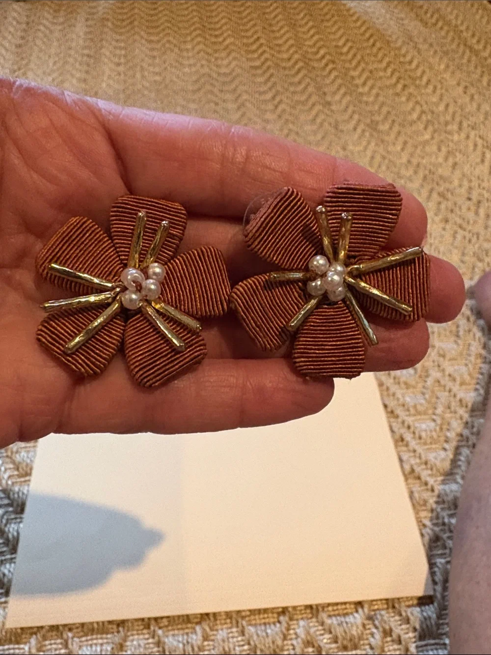 J crew Rust Fabric Pierced Earrings